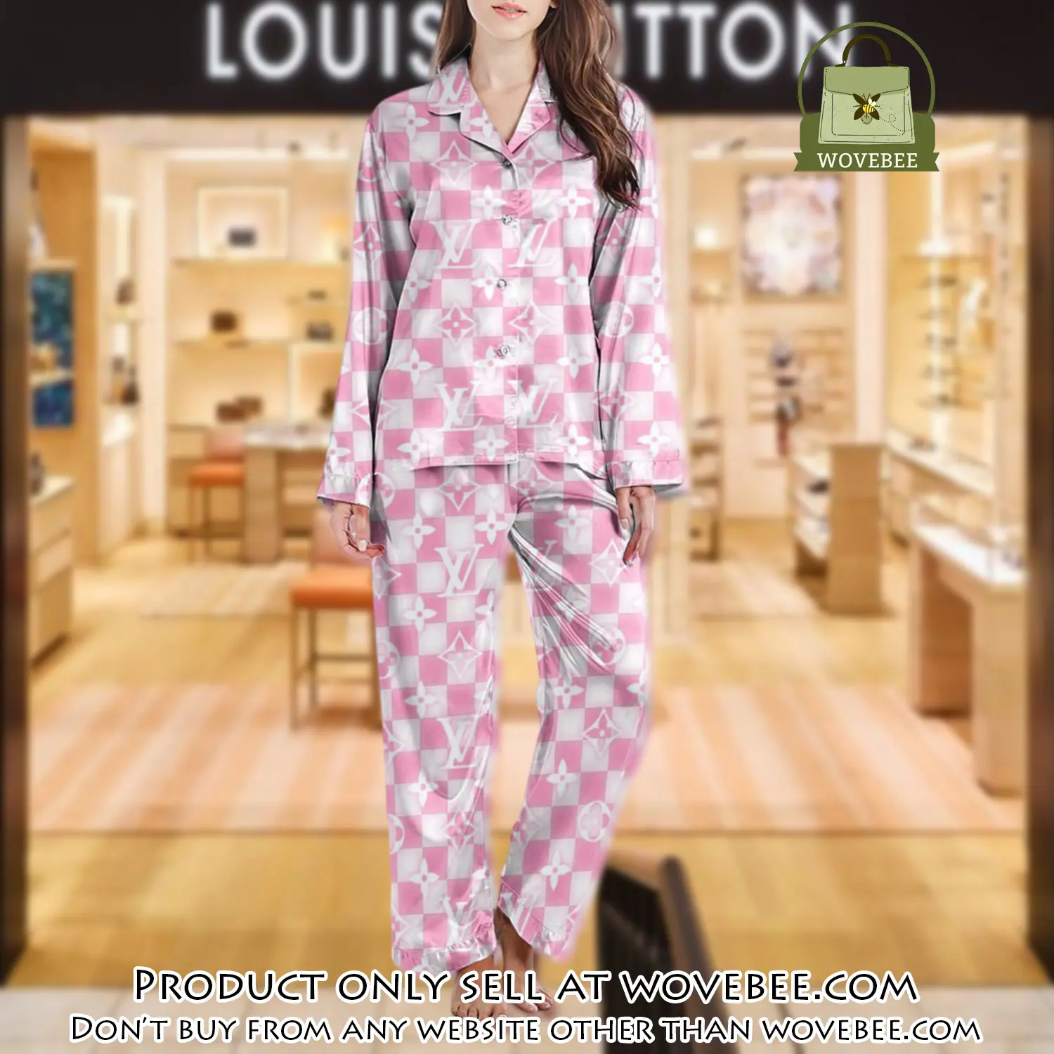 Lv monogram long satin pajama set pjs1033 wvb1358562